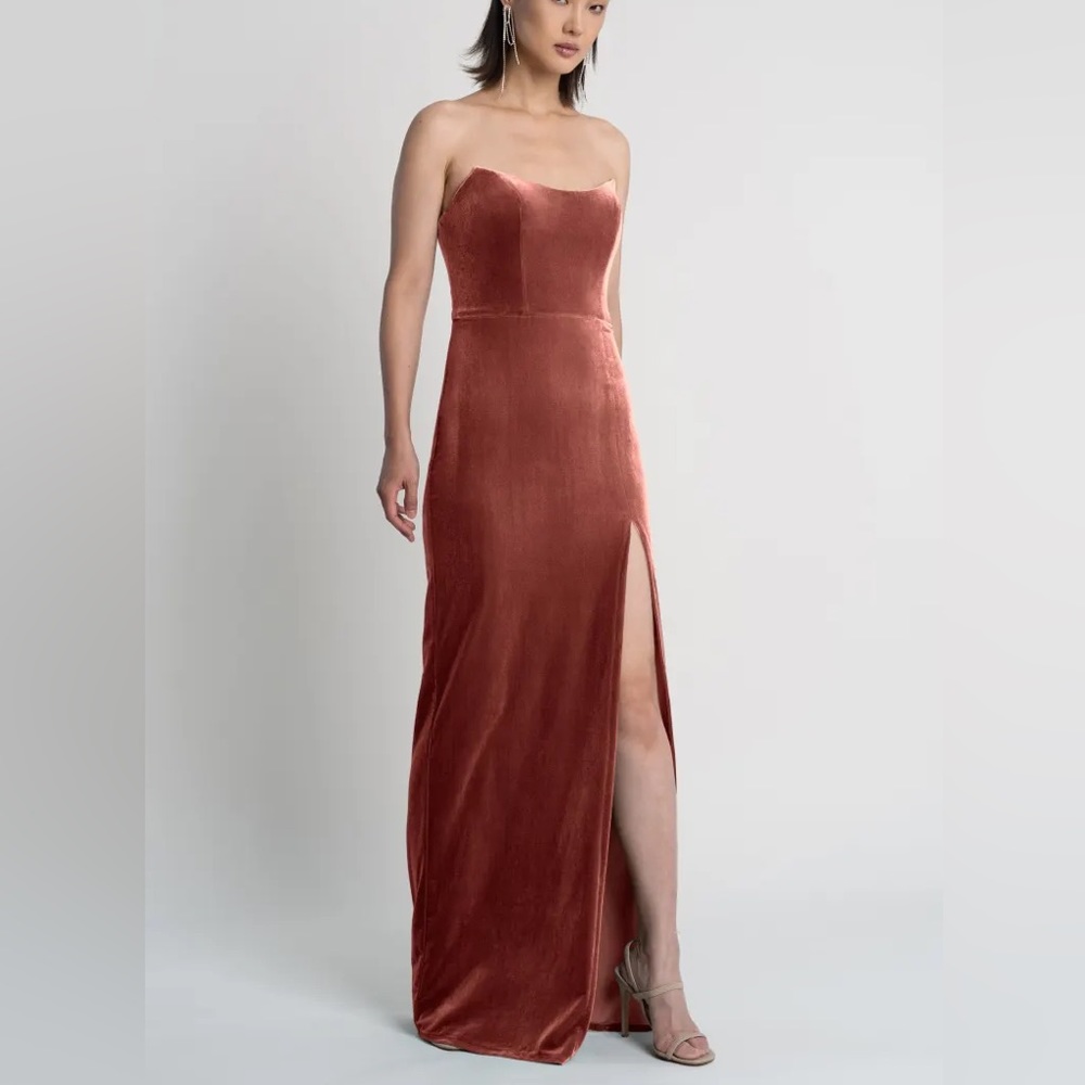 Jenny Yoo Velvet “Liliana” Bridesmaid Dress in English Rose